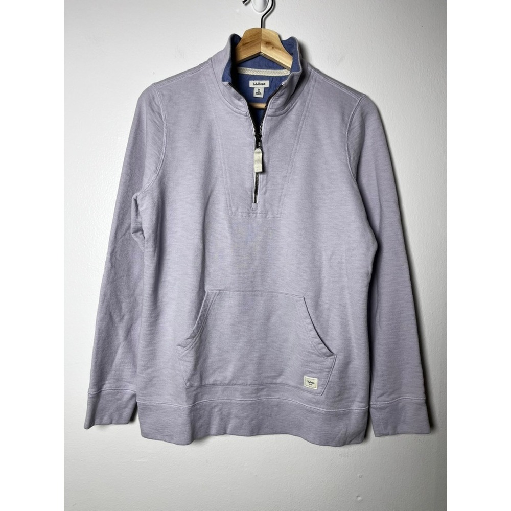 LL Bean Organic Cotton 1/4 Zip Pullover Sweatshirt Lilac Cotton size medium